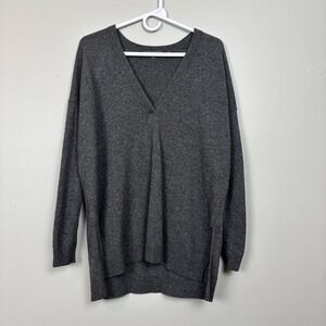 Vince Sweater Med Gray Oversized Weekend V-Neck Long Sleeve Tunic‎